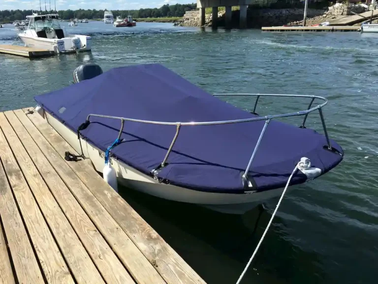 navy blue canvas boat cover
